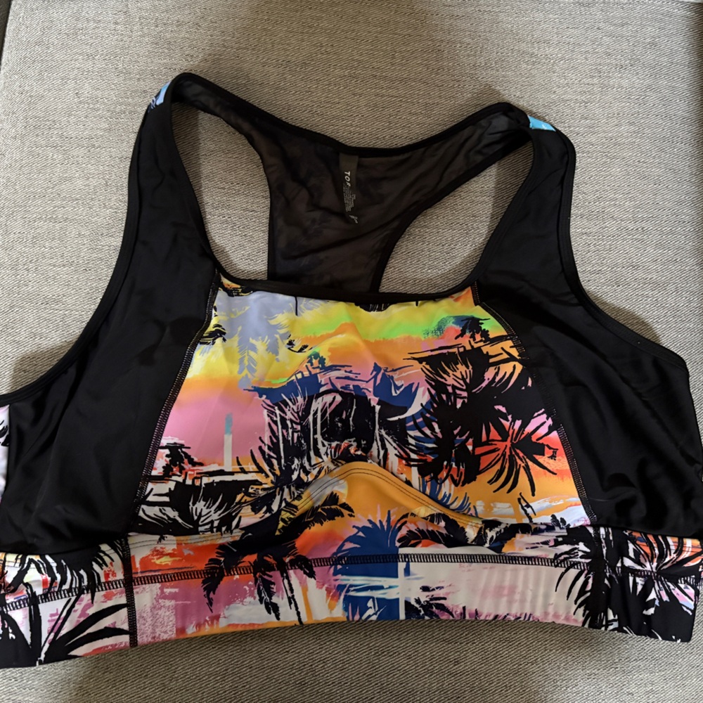 Torrid 3X Active Swim Racerback Swim Top - Palms Print